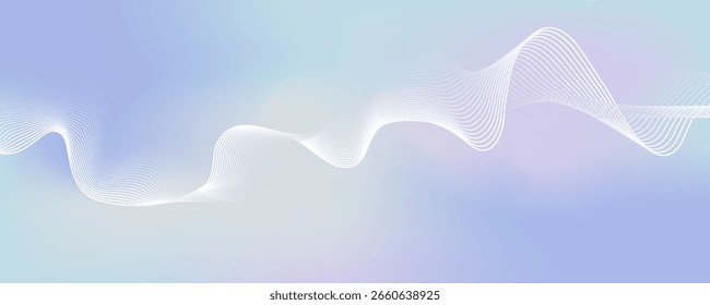 Fundo abstrato de linhas onduladas brancas - listras curvas suaves, oscilações dinâmicas. Design gráfico minimalista futurista. 