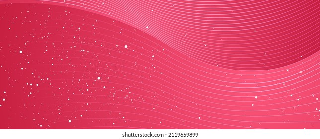 White wavy lines and dots on pink background. Abstract modern geometric minimal vector design