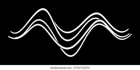 Linhas onduladas brancas em um plano de fundo preto, criando um padrão dinâmico e fluente.