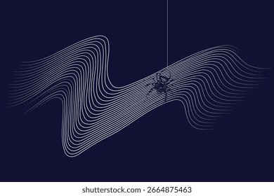 White wavy lines on dark blue form a flowing, tangled knot at the center. Abstract and dynamic, ideal for modern, tech-inspired, or minimalist design themes.
