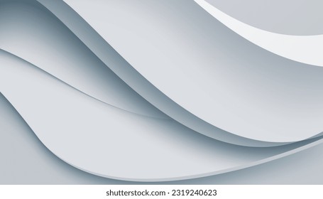 White wavy overlapping layers background smooth pastel gradient color texture design. Abstract white background with overlay for banner, wallpaper, sales banner, landing page and poster.