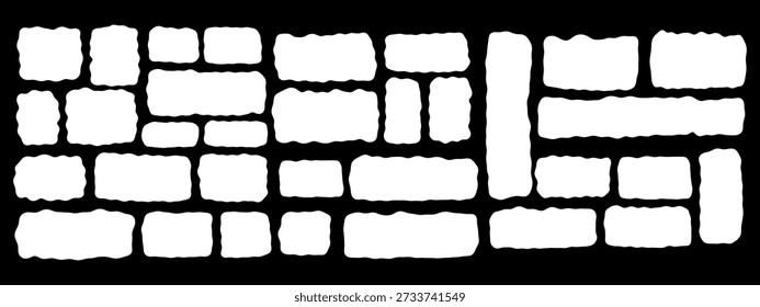 Coleção de silhuetas de retângulo ondulado branco para design de contraste