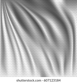 White wavy silk fabric with a pattern of circles. Realistic vector illustration.