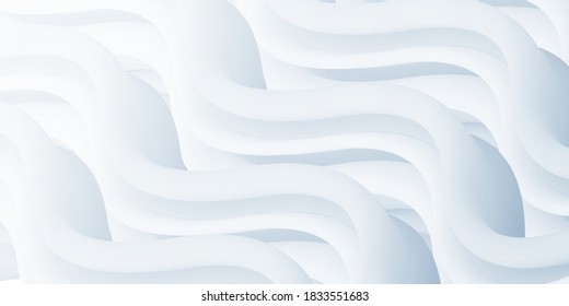white wavy surface. Minimalistic design. Vector 3d illustration. Abstract background. Multi-colored gradient substance. Modern cover template, eps