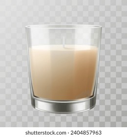 White Wax Candle in Glass candlestick Isolated on transparent Background. realistic 3d vector illustration