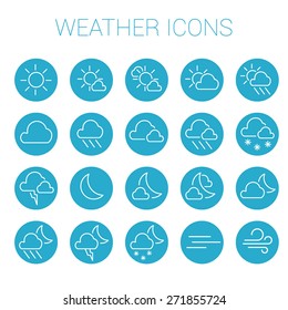 White weather icon set in blue circles