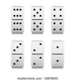 White web 2.0 button domino game block with shadow and reflection on white background