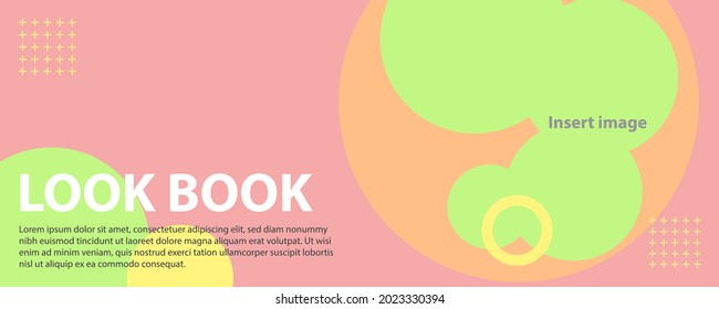 White web banner template with diagonal elements for photos. Universal design for advertising, travel, food and othe businesses. Mosaic photo for sample.