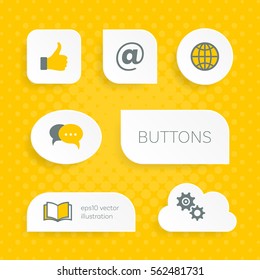 White web buttons with multimedia icons