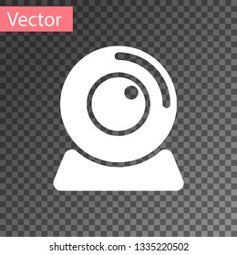 White Web camera icon isolated on transparent background. Chat camera. Webcam icon. Vector Illustration