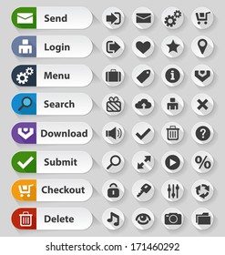 White web design buttons set. Vector illustration