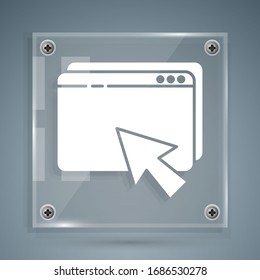 White Web design and development concepts icon isolated on grey background. Square glass panels. Vector Illustration