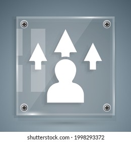White Web design and front end development icon isolated on grey background. Square glass panels. Vector