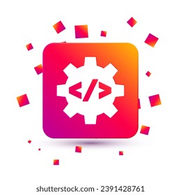 White Web design and front end development icon isolated on white background. Square color button. Vector