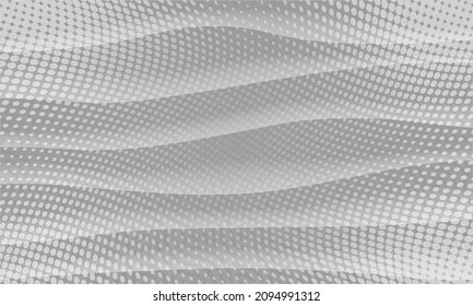 Fondo de la ilustración de gráficos web blancos. Diseño de papel de semitono de curva de escala de grises. Papel de escritorio de presentación moderno con tecnología brillante. Fondo del folleto abstracto luminoso 3d.
