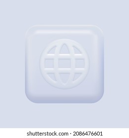 Weißes Web-Symbol. Internet, Schaltfläche "Netzwerk isoliert". Vektorgrafik