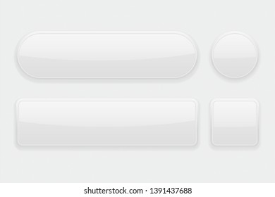 White web interface buttons. Vector 3d illustration