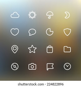 White web interface icons clip-art on color background. Design elements