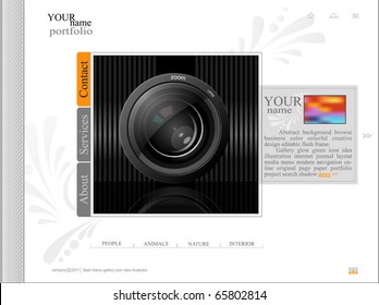 white web site, portfolio photographer with a lens