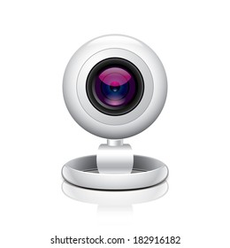 White webcam isolated on white photo-realistic vector illustration