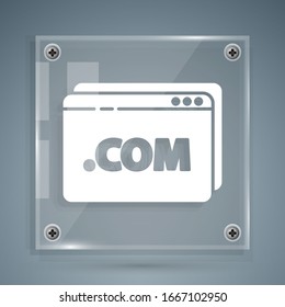 Icono de plantilla de sitio web blanco aislado en fondo gris. Protocolo de comunicación por Internet. Paneles de vidrio cuadrado. Ilustración vectorial