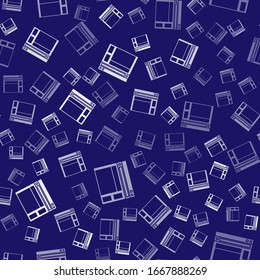 White Website template icon isolated seamless pattern on blue background. Internet communication protocol.  Vector Illustration