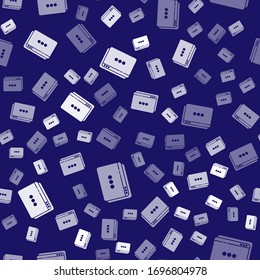 White Website template icon isolated seamless pattern on blue background. Internet communication protocol.  Vector Illustration