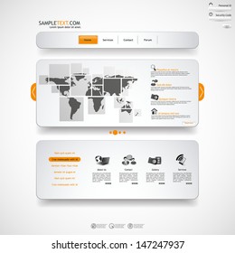 white website/portfolio template. White metallic and orange colors