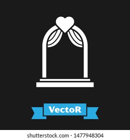 White Wedding arch icon isolated on black background. Wedding decoration.  Vector Illustration