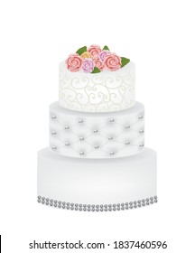 White wedding cake. vector illustration
