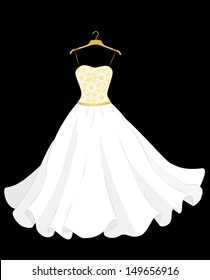 white wedding dress on the hanger