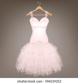 White wedding dress on a hanger