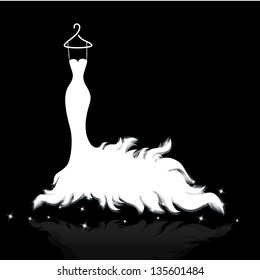 White wedding dress vector illustrations