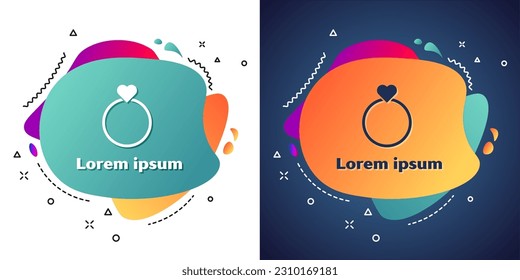 White Wedding rings icon isolated on white and blue background. Bride and groom jewelry sign. Marriage symbol. Diamond ring. Abstract banner with liquid shapes. Vector