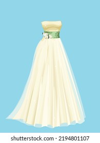 White wedding woman dress.Wedding fashion  dress vector.