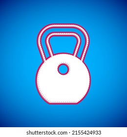 White Weight icon isolated on blue background. Kilogram weight block for weight lifting and scale. Mass symbol.  Vector