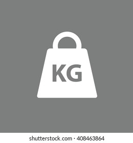 White weight kilogram vector icon. Gray background