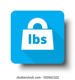 White Weight Pounds icon on blue web button