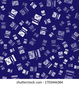 White Well icon isolated seamless pattern on blue background.  Vector Illustration