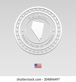 white welt label with map of Nevada, vector