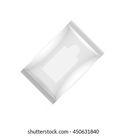 White wet wipes big package with flap isolated on white mock-up background. Ready for your design. Packaging mock-up collection.