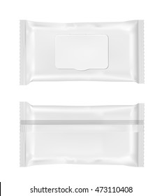 White wet wipes package with flap.