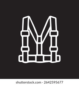 White wetsuit harness for underwater activities on a black background. Equipment for secure and comfortable diving experience.