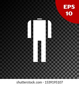 White Wetsuit for scuba diving icon isolated on transparent dark background. Diving underwater equipment.  Vector Illustration