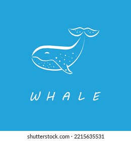 White whale floating in sea. Whale logo illustration. For app, web, sticker, pocter, banner.