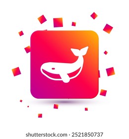 White Whale icon isolated on white background. Square color button. Vector
