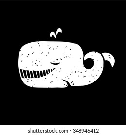 White whale on black background.