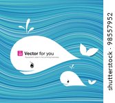 White whale ( paper materials design) on abstract blue sea background. vector illustration