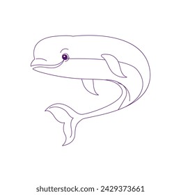 White Whale Sea Mammal Outline Illustration