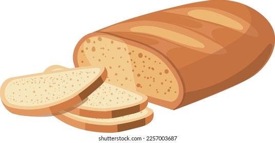 White wheat bread. Cutted bakery slices cartoon icon